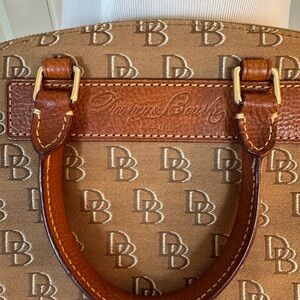 Dooney & Bourke Monogrammed Tan and Brown Satchel Large